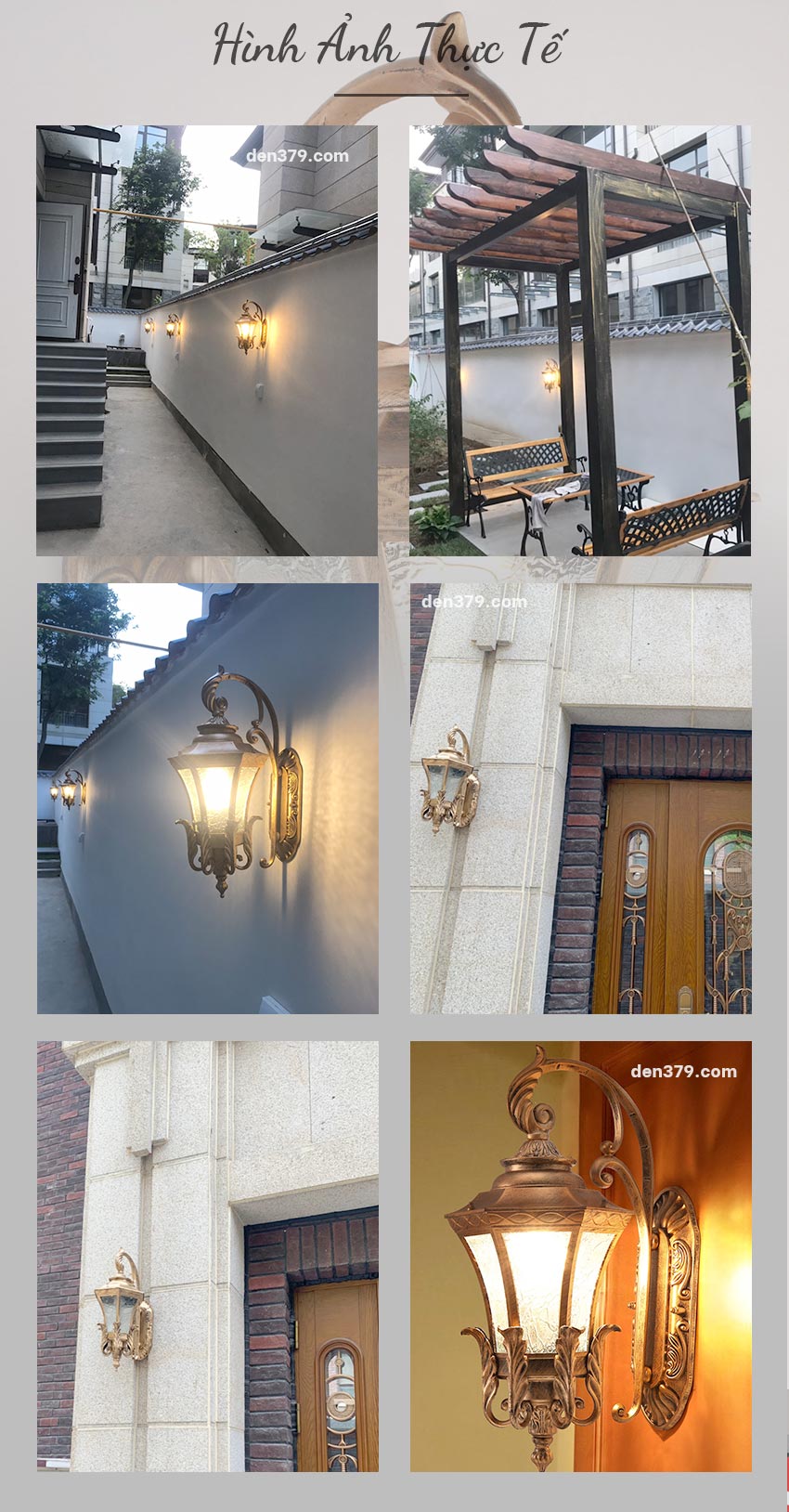 Đèn gắn tường trang trí ngoài trời cổ điển