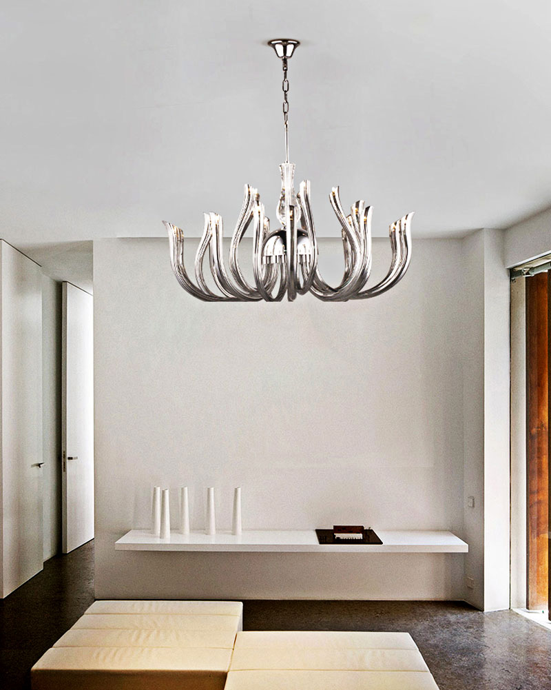 VIRGO V80081 | Đèn chùm thủy tinh khói cao cấp