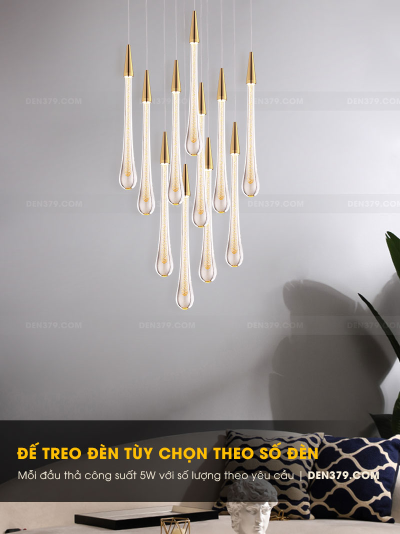 Đèn thả trang trí giọt nước pha lê cao cấp D3202