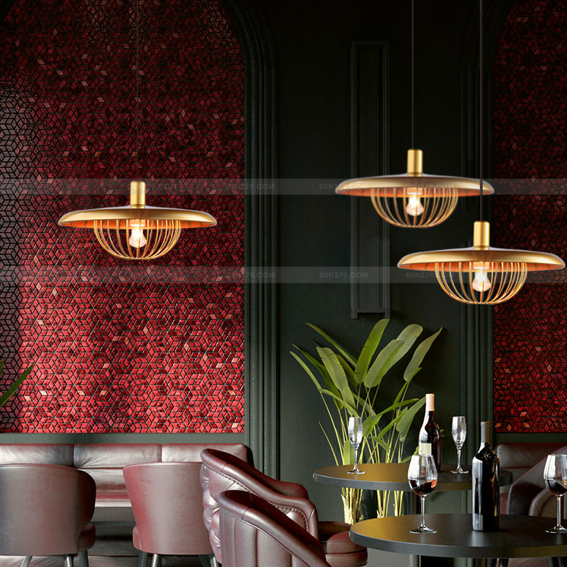 Đèn thả chụp nón vàng khung lưới D3205