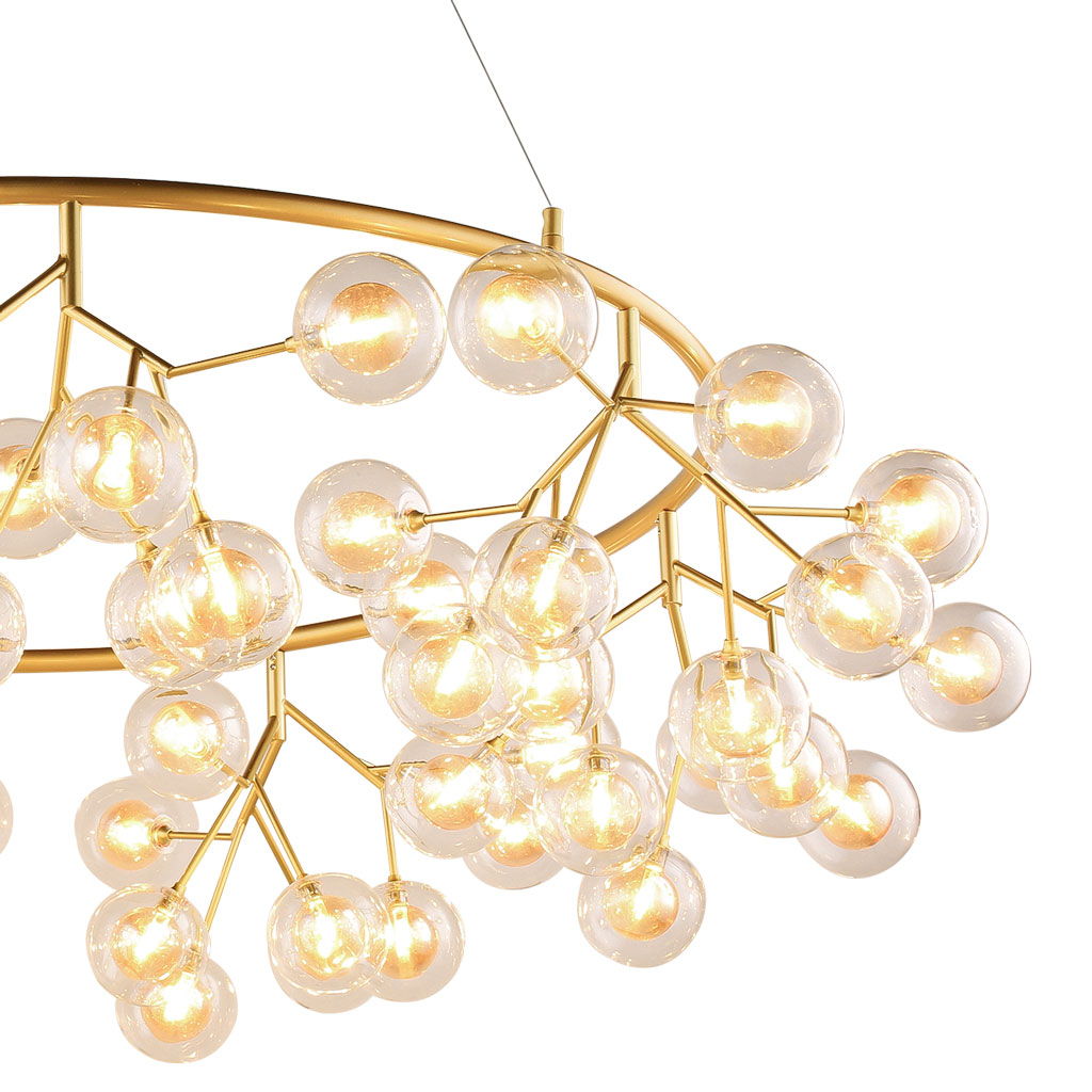 Đèn chùm thủy tinh hiện thân vàng 63 bóng D5545R/63