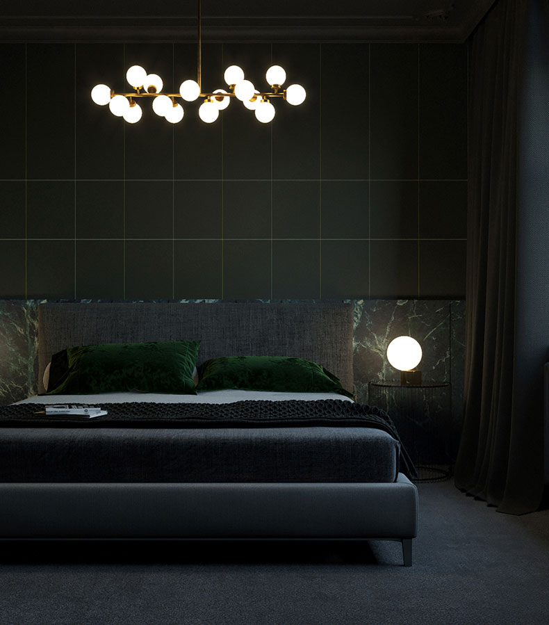 Đèn thả trang trí thủy tinh 16 bóng hiện đại