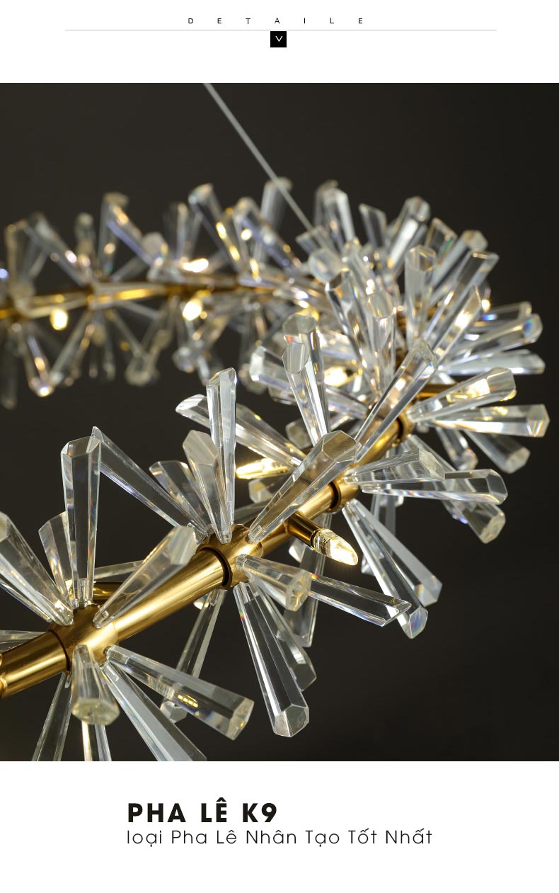 Đèn chùm vòng tròn pha lê Nguyệt Quế AU1500