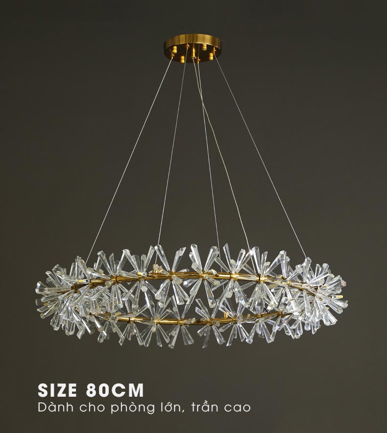 Đèn chùm vòng tròn pha lê Nguyệt Quế AU1500