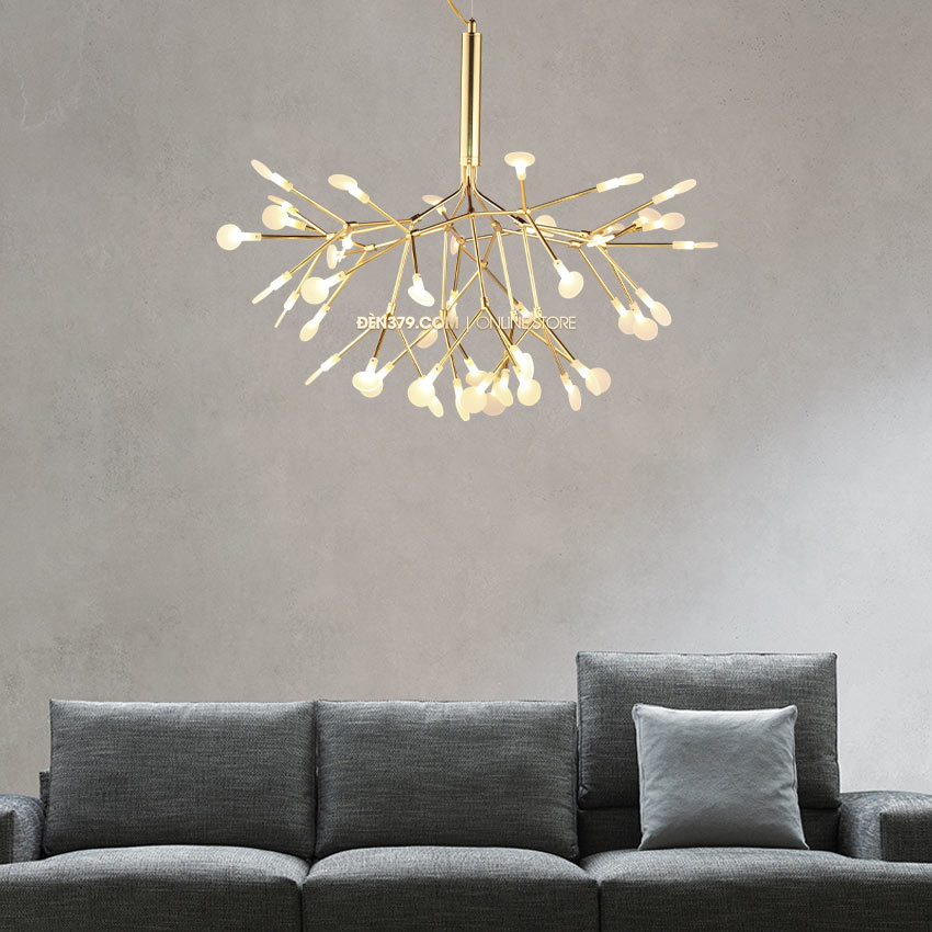 Đèn thả Hera thân vàng lá thủy tinh S213