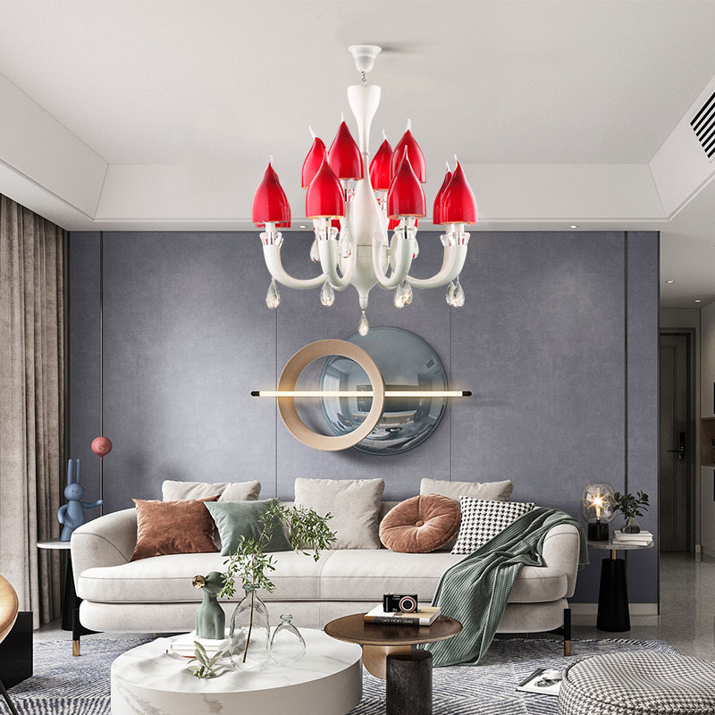 VIRGO V93604 | Đèn chùm Hoa tu líp đỏ | Trang trí phòng khách cao cấp