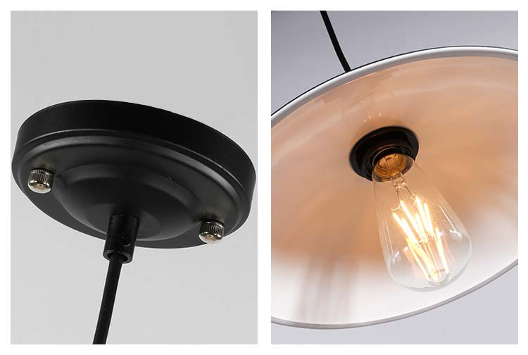 Đèn thả trang trí bàn ăn nhôm chao nón THCN 18D-18 (đen, trắng)