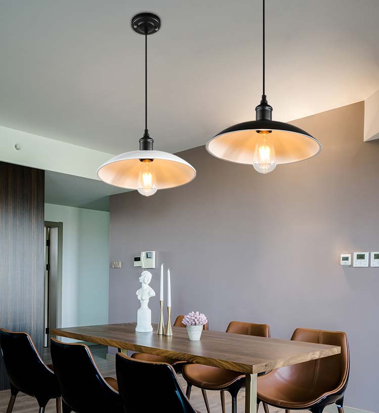 Đèn thả trang trí bàn ăn nhôm chao nón THCN 18D-18 (đen, trắng)