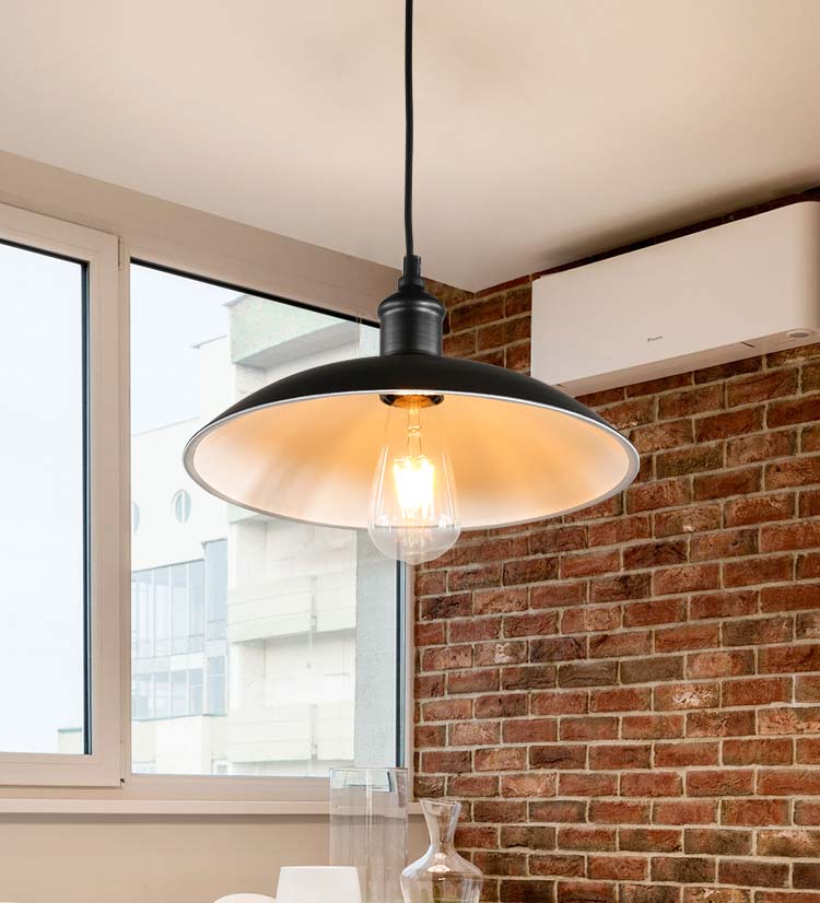 Đèn thả trang trí bàn ăn nhôm chao nón THCN 18D-18 (đen, trắng)