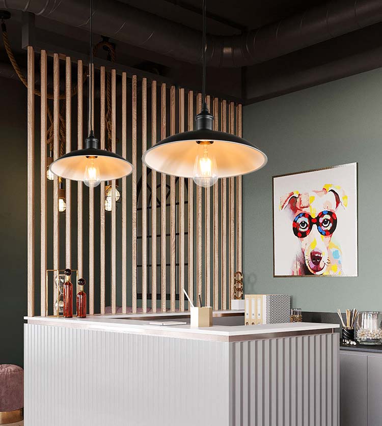 Đèn thả trang trí bàn ăn nhôm chao nón THCN 18D-18 (đen, trắng)