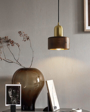 Đèn thả đuôi đồng chụp gỗ cao cấp 64352