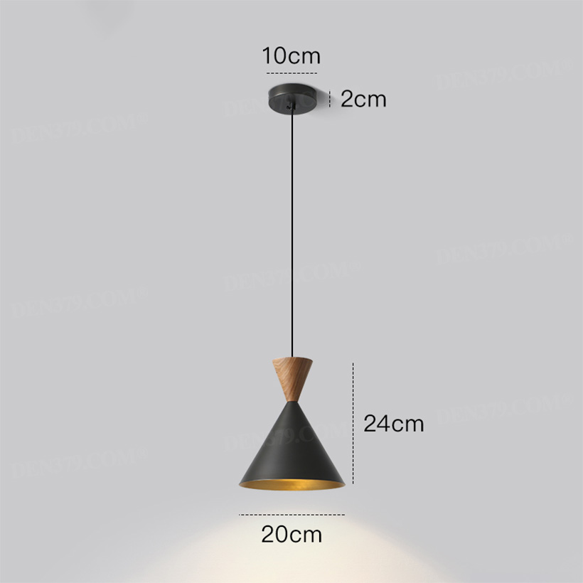 Đèn thả bằng đồng đui gỗ hình nón sáng tạo 66459