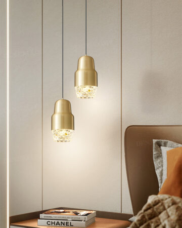 Đèn thả bằng đồng chao acrylic tổ ong 66397