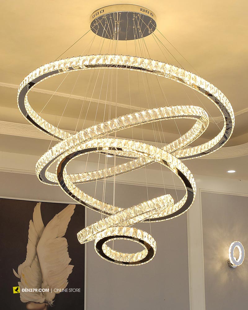 VIRGO V24396 | Đèn chùm pha lê 5 vòng cao cấp