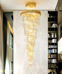 Đèn thả pha lê thông tầng phòng khách, cầu thang VIRGO V24395