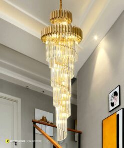 Đèn thả pha lê thông tầng phòng khách, cầu thang VIRGO V24395