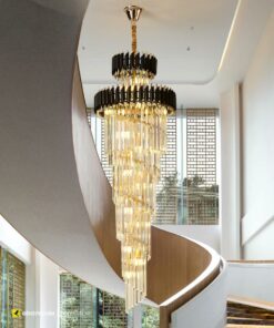 Đèn thả pha lê thông tầng phòng khách, cầu thang VIRGO V24395