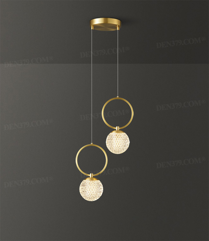 Đèn thả trần hình tổ ong thuỷ tinh khung đồng 66552