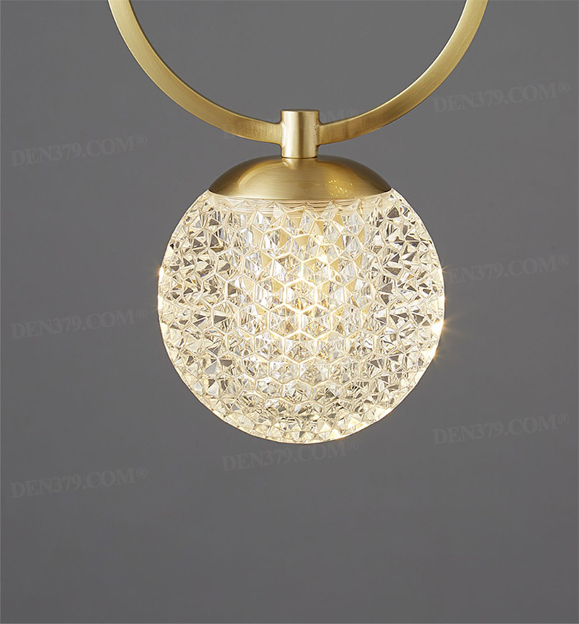 Đèn thả trần hình tổ ong thuỷ tinh khung đồng 66552