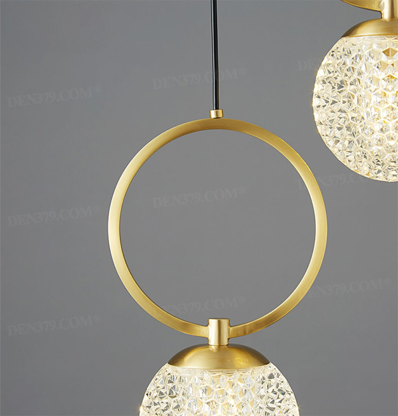 Đèn thả trần hình tổ ong thuỷ tinh khung đồng 66552