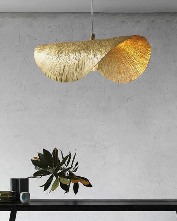 Đèn thả decor bằng đồng nguyên lá phong cách tối giản 64650