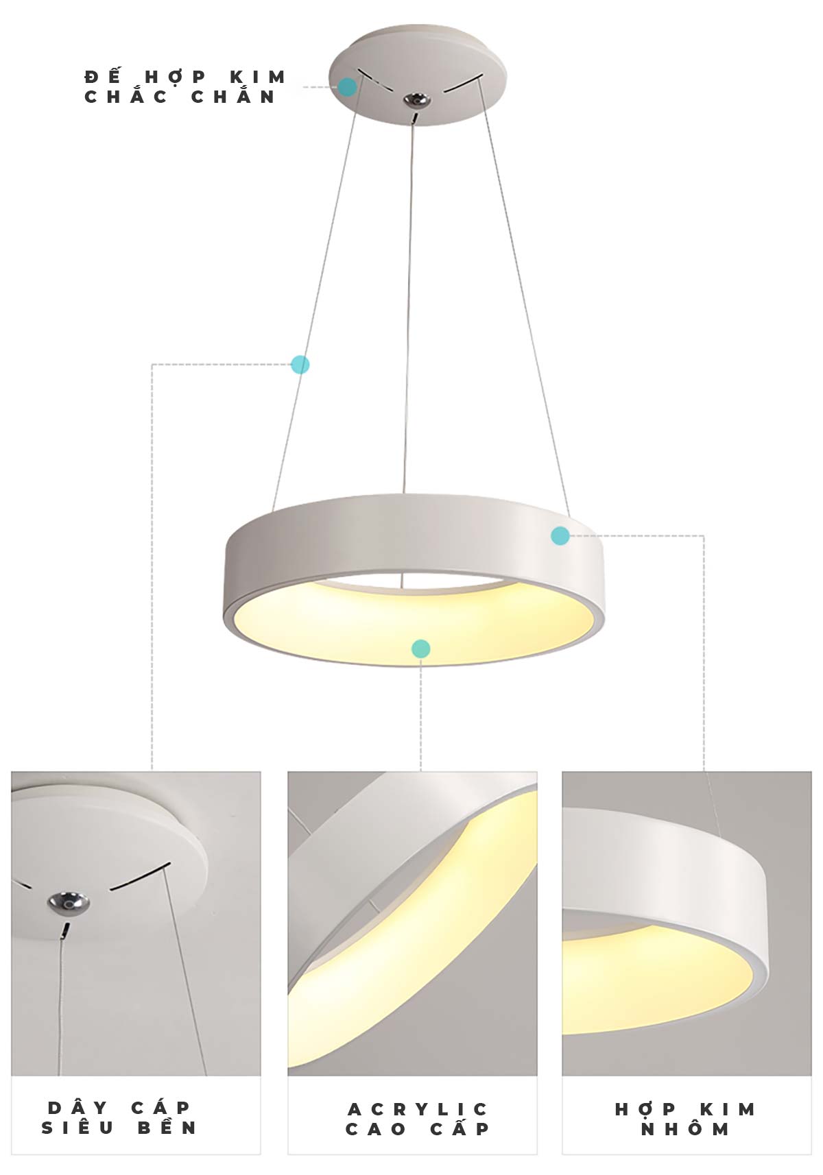 ĐÈN THẢ LED VÒNG TRÒN CAO CẤP KD8285