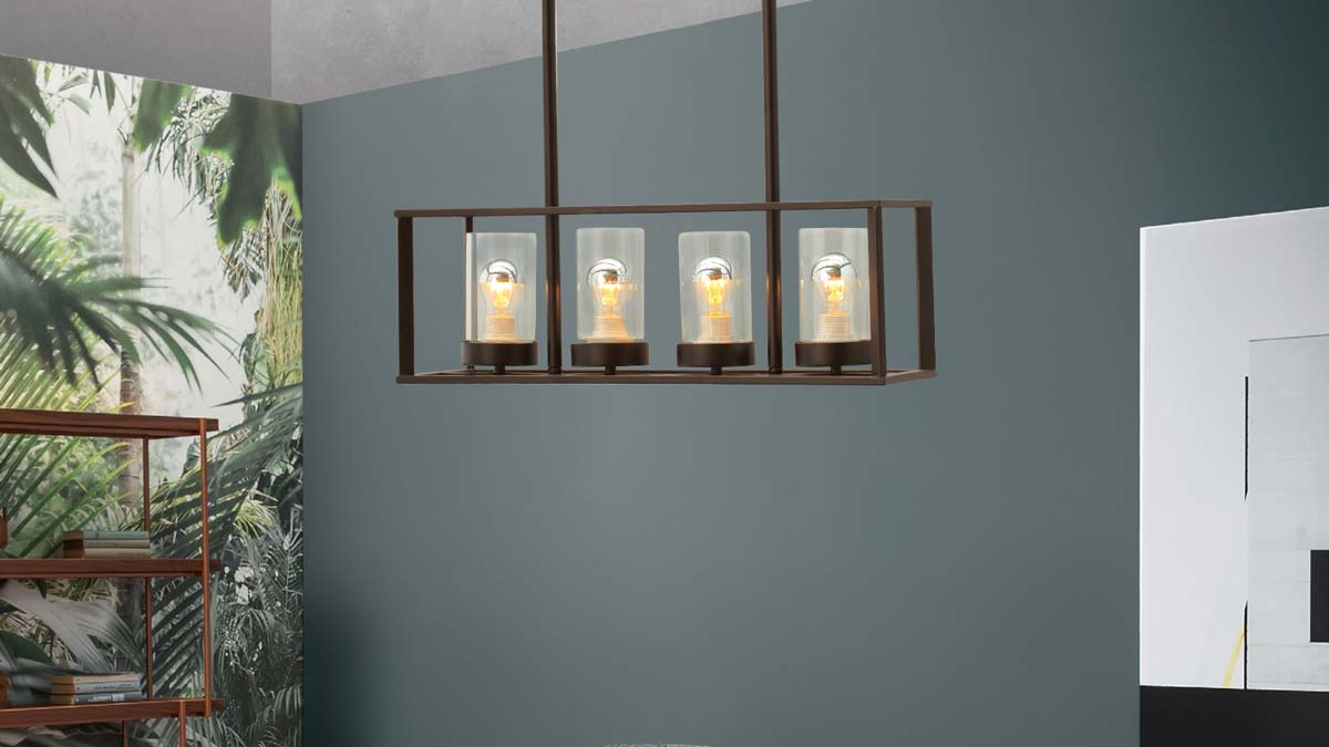 Đèn thả 4 bóng KD164A18: trang trí bàn ăn cao cấp, bàn ăn chữ nhật