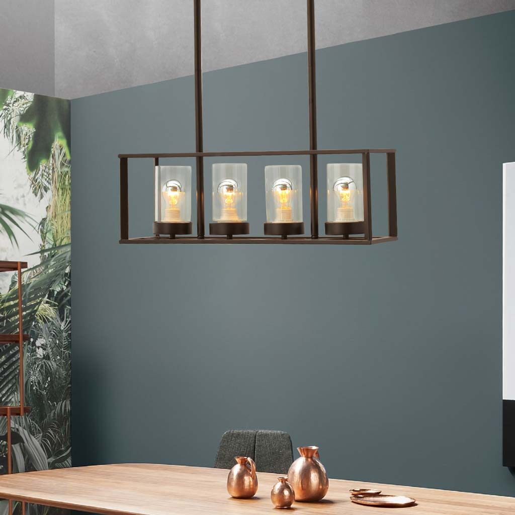 Đèn thả 4 bóng KD164A18: trang trí bàn ăn cao cấp, bàn ăn chữ nhật