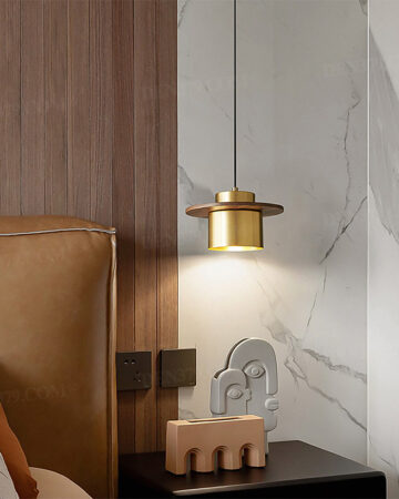 Đèn thả ống thân đồng viền gỗ cao cấp 64679