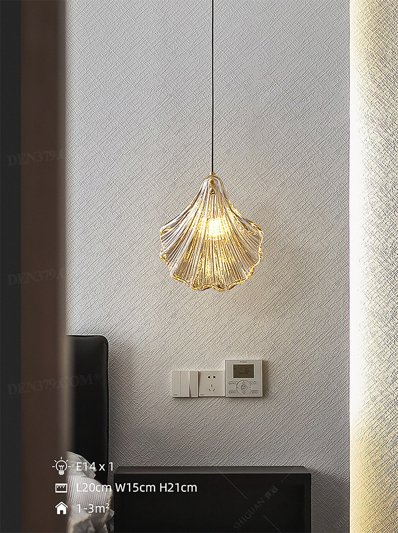 Đèn thả đầu giường decor vỏ sò thủy tinh 64705