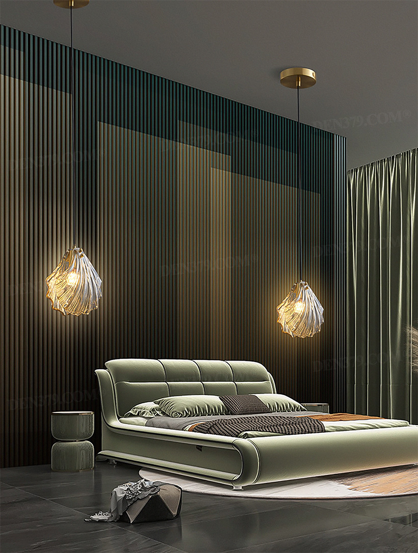 Đèn thả đầu giường decor vỏ sò thủy tinh 64705