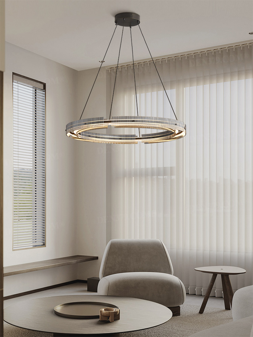 Đèn thả thủy tinh vòng tròn phong cách tối giản 66687