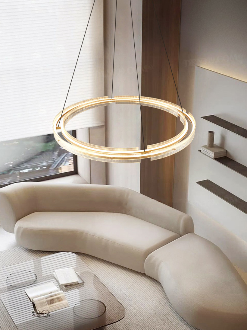 Đèn thả thủy tinh vòng tròn phong cách tối giản 66687