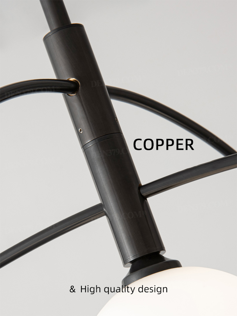 Đèn thả trần thân đồng chụp thủy tinh tròn phong cách tối giản 66717