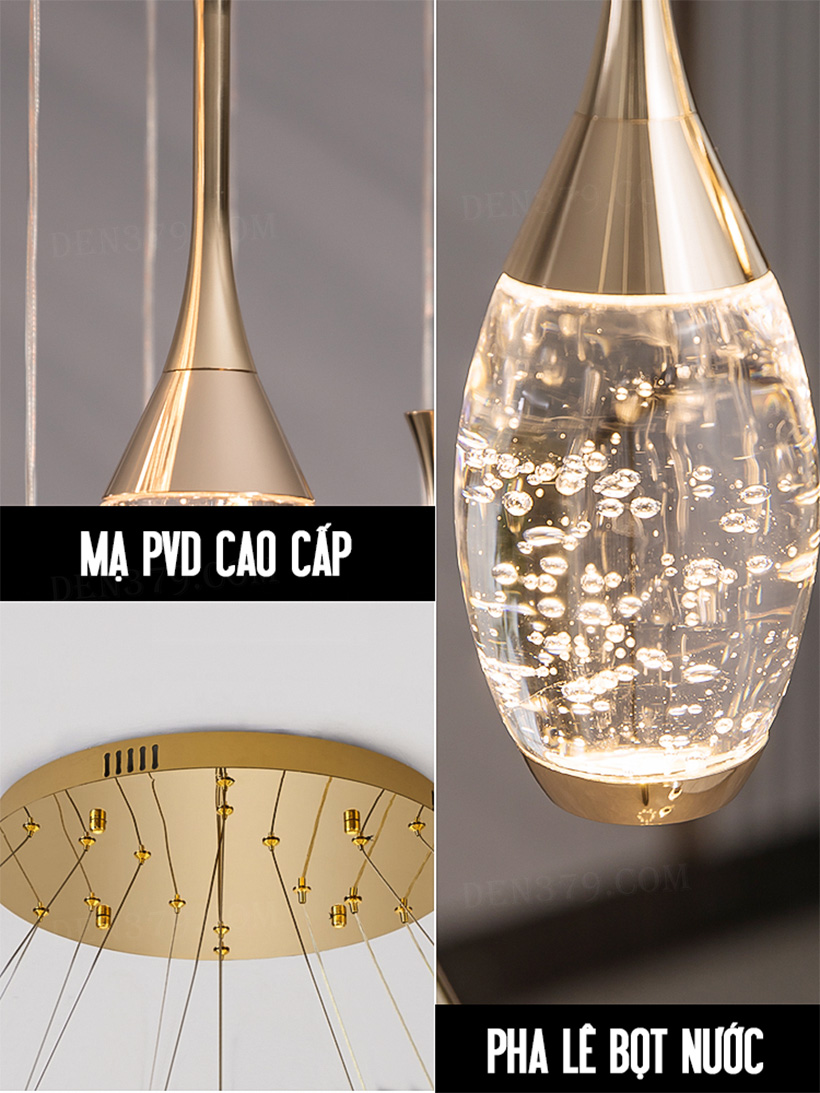 Đèn thả pha lê trang trí thông tầng 9 bóng 83682