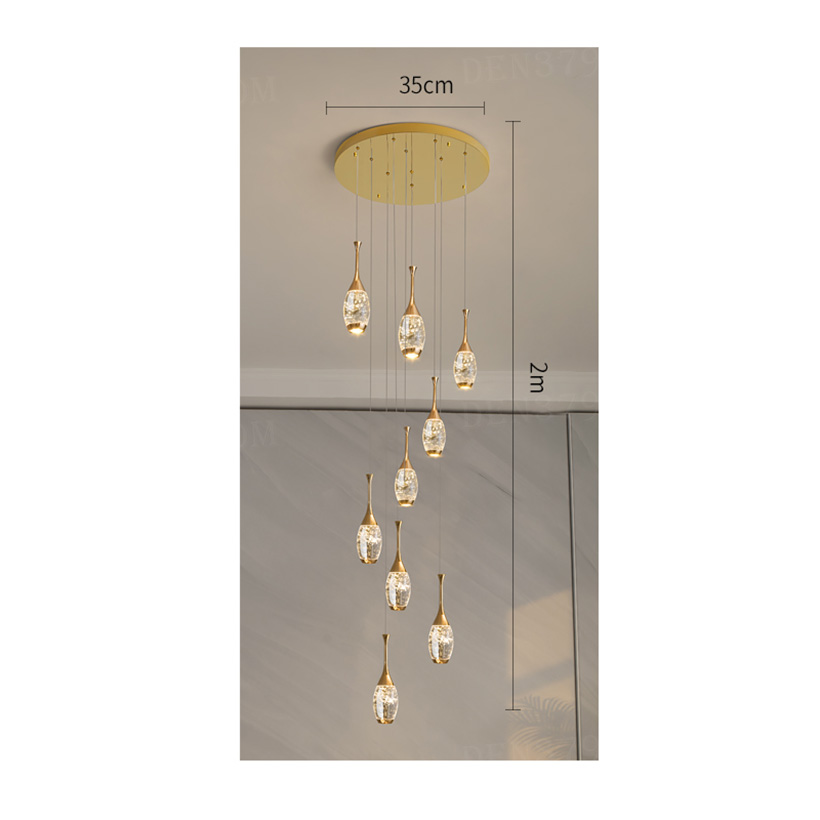 Đèn thả pha lê trang trí thông tầng 9 bóng 83682