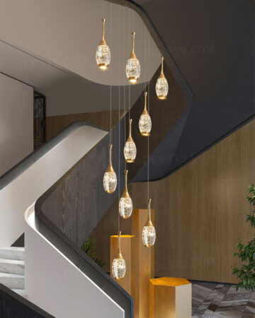 Đèn thả pha lê trang trí thông tầng 9 bóng 83682