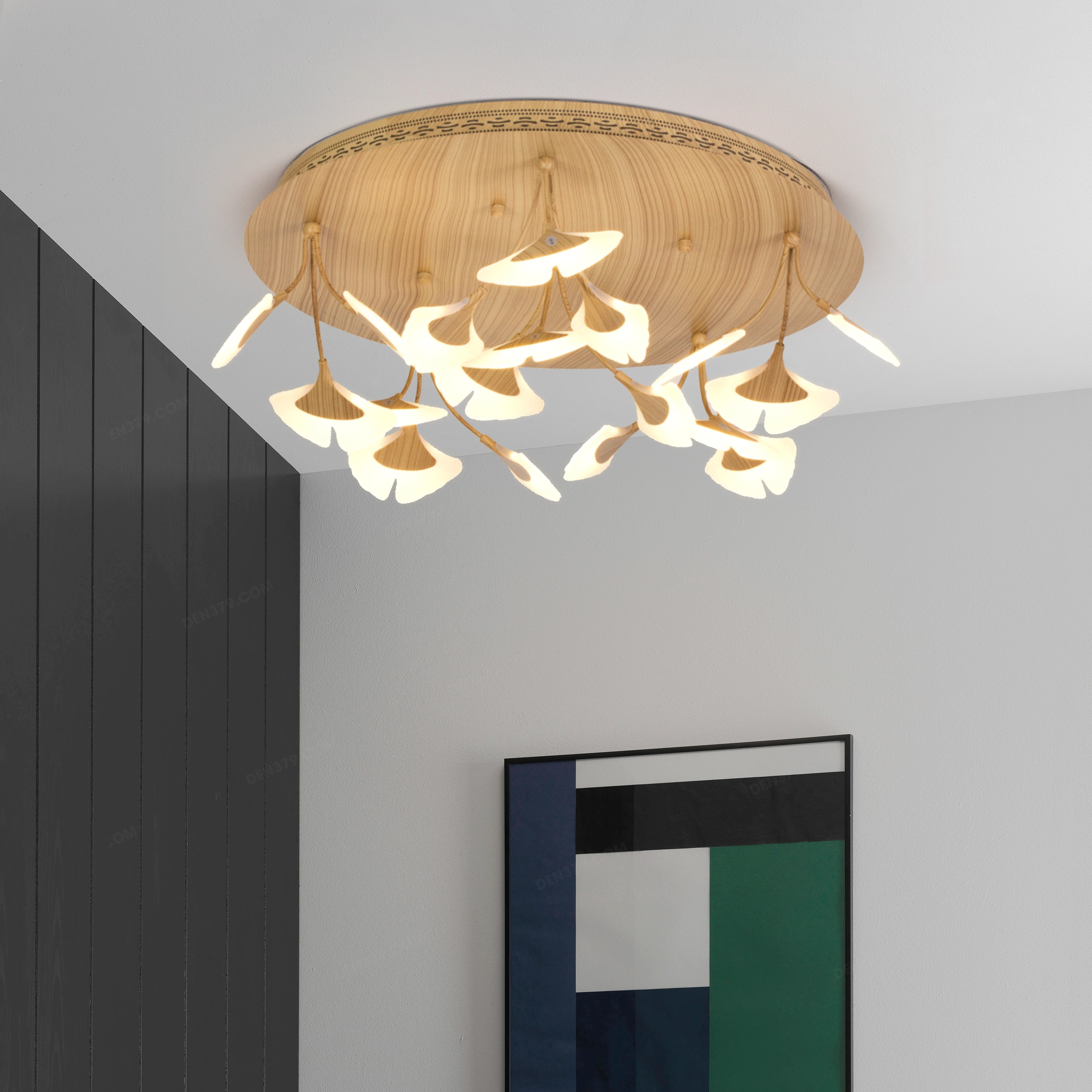 Đèn ốp trần trang trí cao cấp lá hạnh nhân phát sáng C108