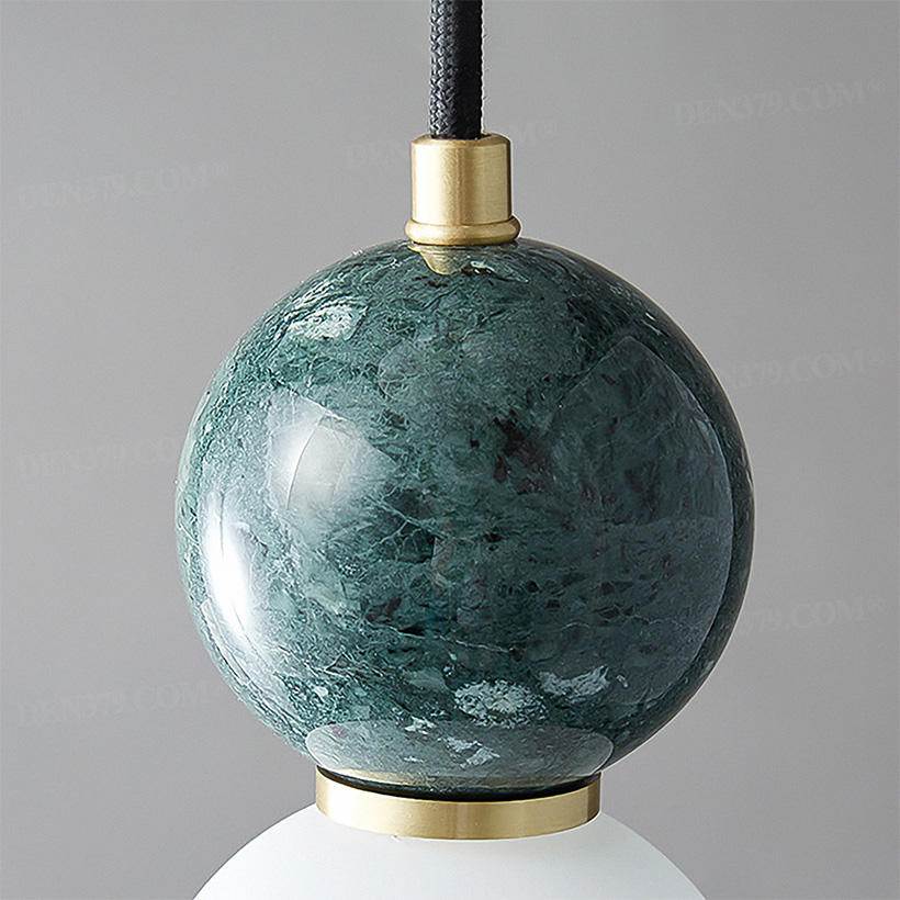 Đèn thả quả cầu thủy tinh trắng sứ thân đá cẩm thạch 64932