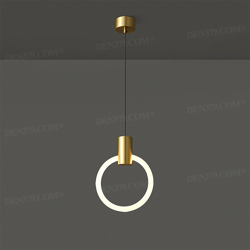 Đèn thả trần bằng đồng chao Acrylic vòng tròn phát sáng hiện đại 64802