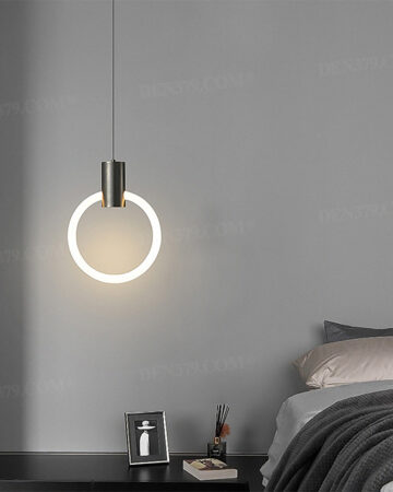 Đèn thả trần bằng đồng chao Acrylic vòng tròn phát sáng hiện đại 64802