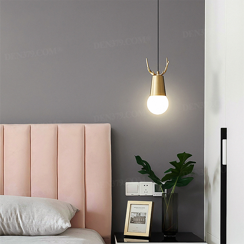 Đèn thả decor đầu hươu bằng đồng đúc thủ công cao cấp 64793