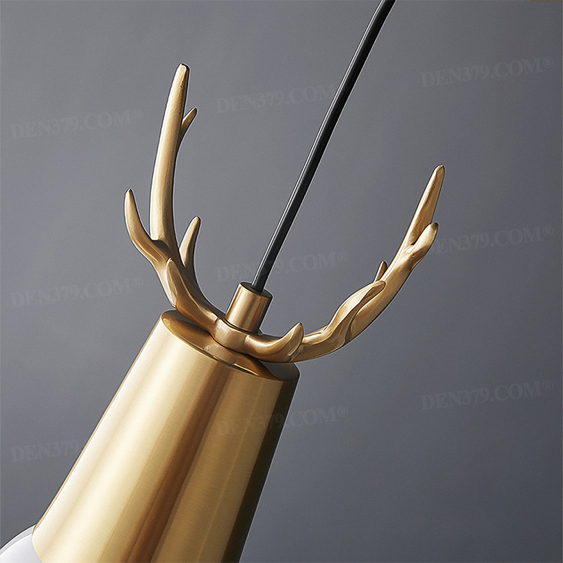 Đèn thả decor đầu hươu bằng đồng đúc thủ công cao cấp 64793