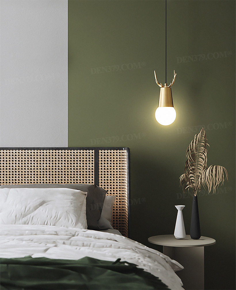 Đèn thả decor đầu hươu bằng đồng đúc thủ công cao cấp 64793