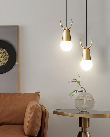Đèn thả decor đầu hươu bằng đồng đúc thủ công cao cấp 64793