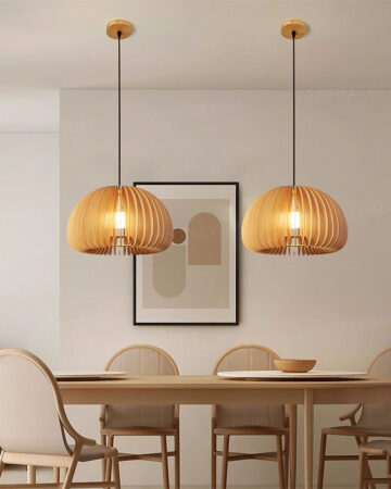 Đèn thả decor gỗ tự nhiên phong cách Nhật Bản 64838