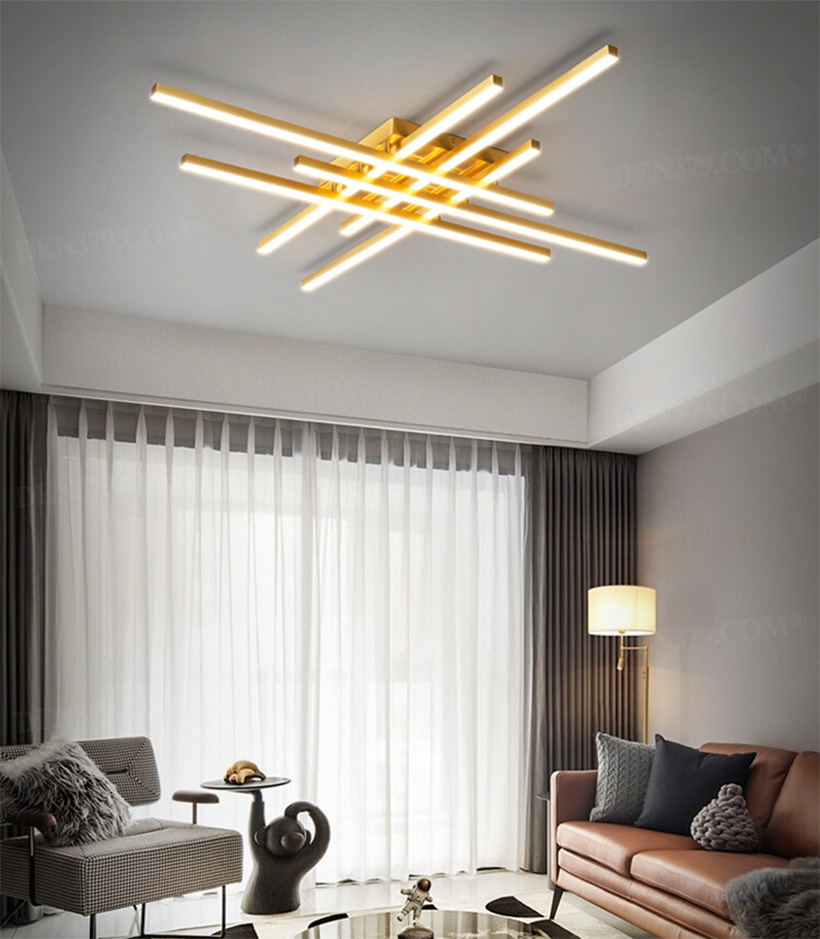 Đèn ốp trần phòng khách phong cách hiện đại khung đồng cao cấp 67164