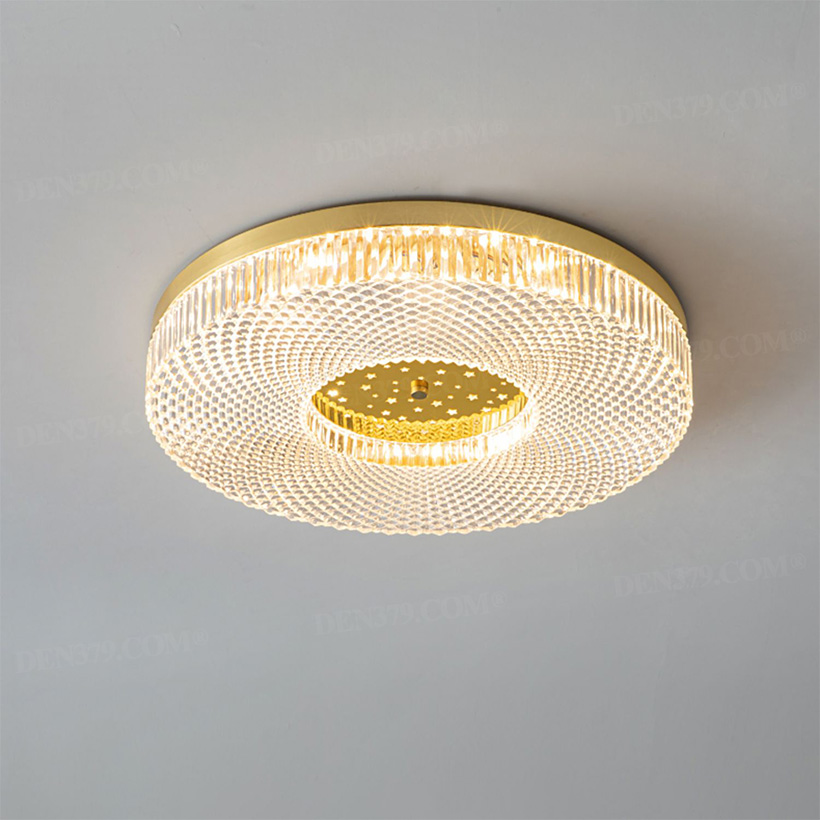 Đèn ốp trần phòng ngủ viền đồng chụp acrylic lấp lánh 67170