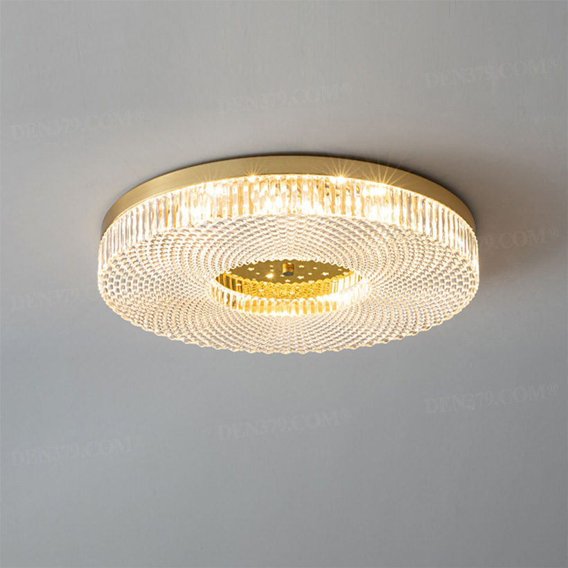 Đèn ốp trần phòng ngủ viền đồng chụp acrylic lấp lánh 67170