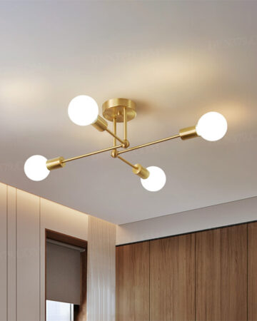 Đèn ốp trần thân đồng bóng tròn tối giản 67084